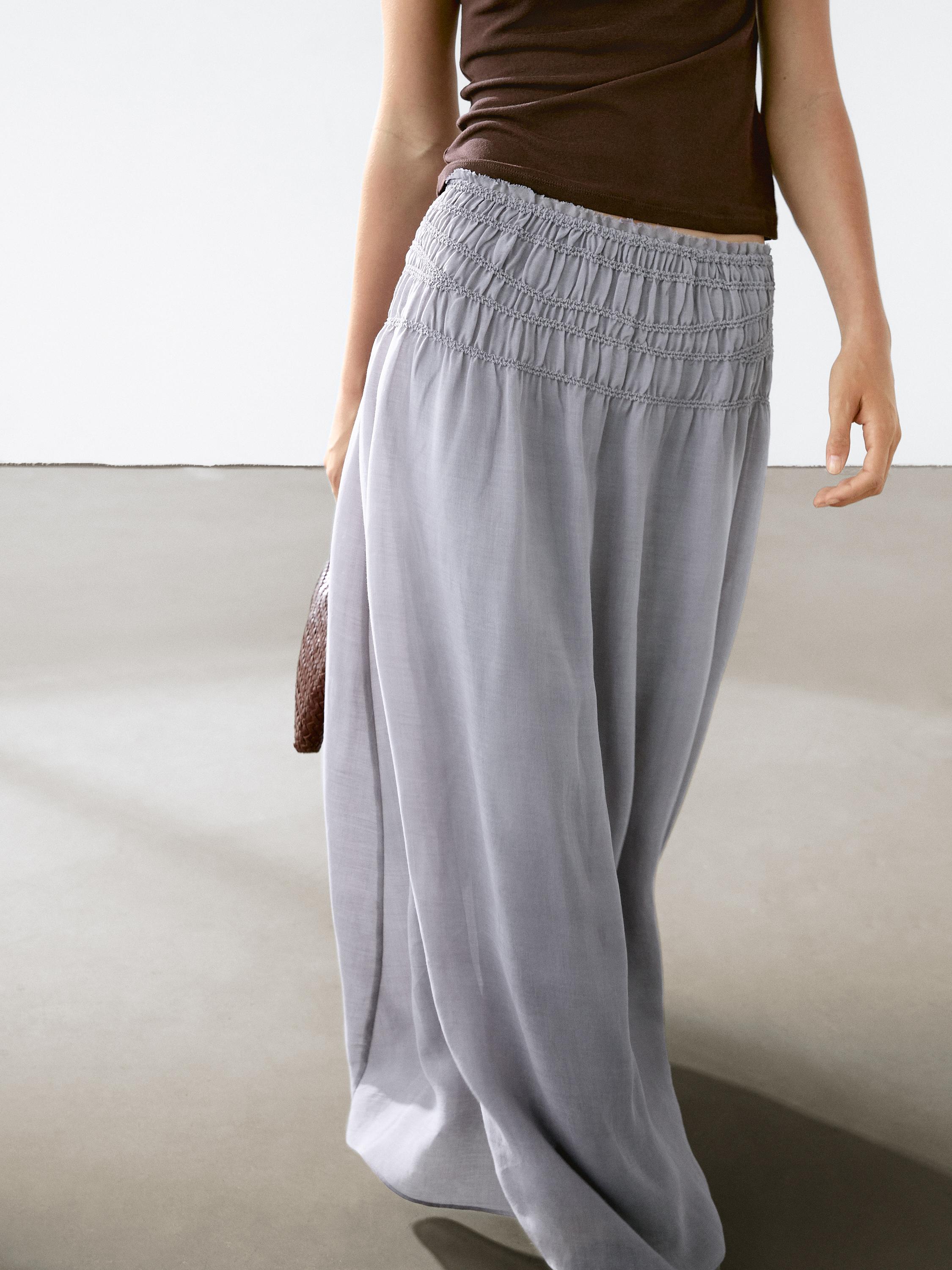 Long flowing skirt with gathered detail